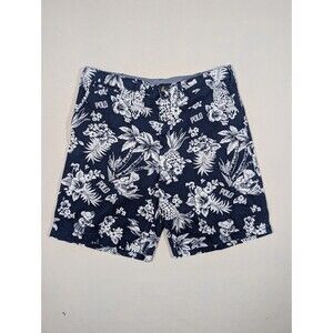 Polo Ralph Lauren Men 38 Relaxed Fit Hawaiian Bear Aloha Print Chino Shorts Navy